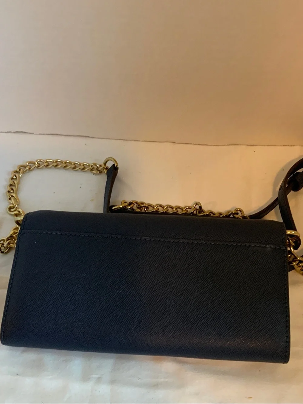 Michael Kors Navy Crossbody Wallet with Gold Chain Strap